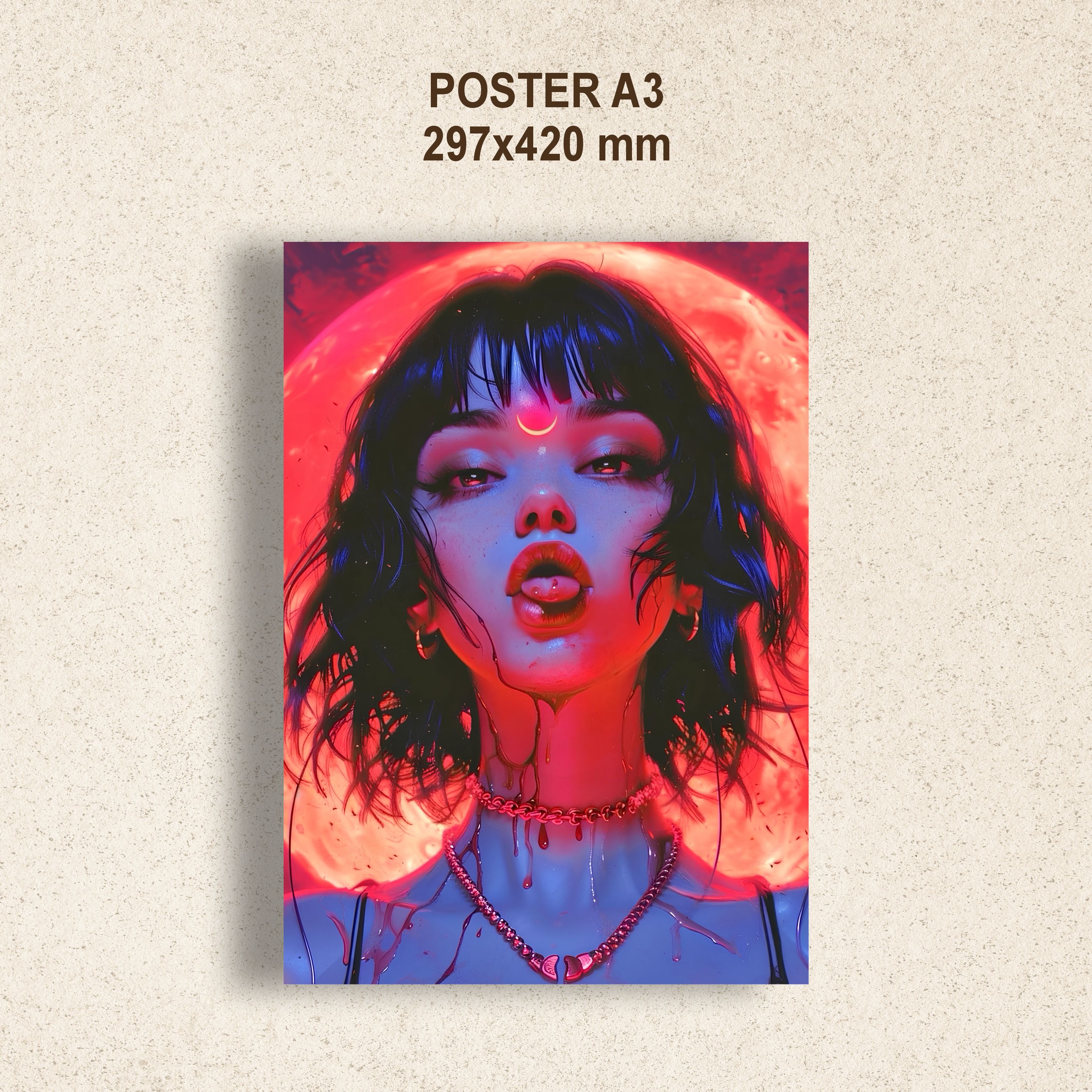 Аниме постер Девушка под красной луной