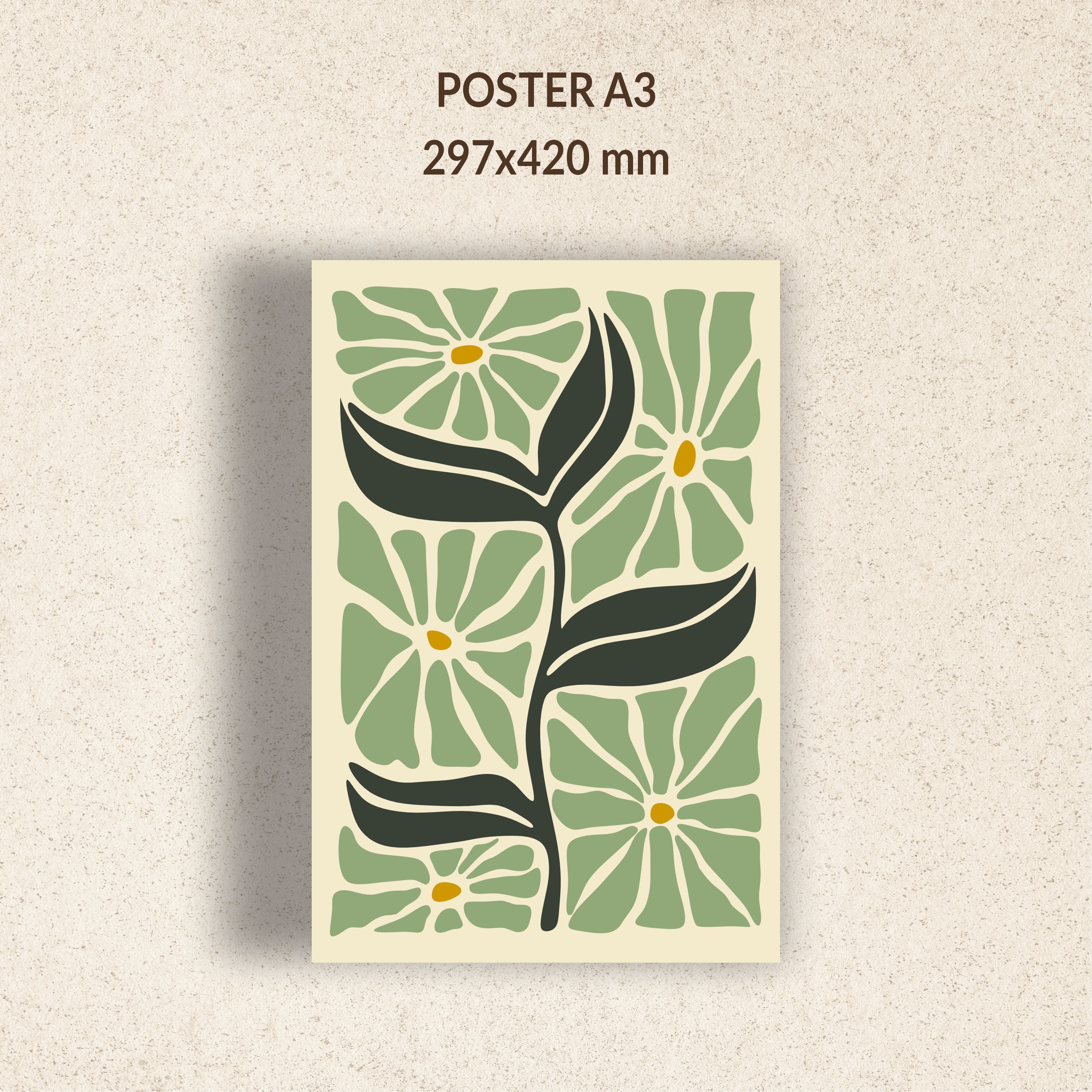 Постер с зелеными цветами 29×42 см