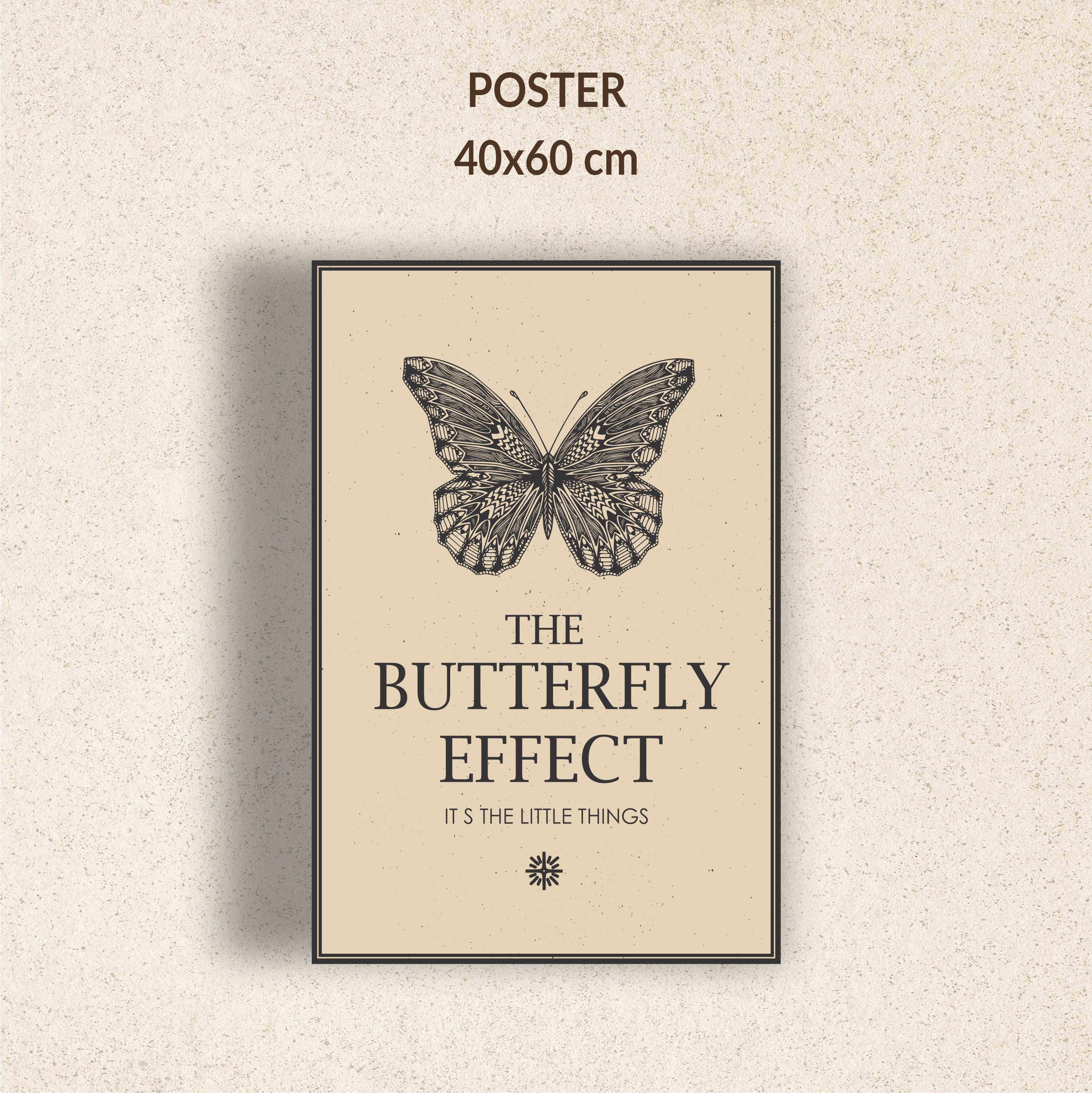 Винтажный постер бабочки 42×60 см серый