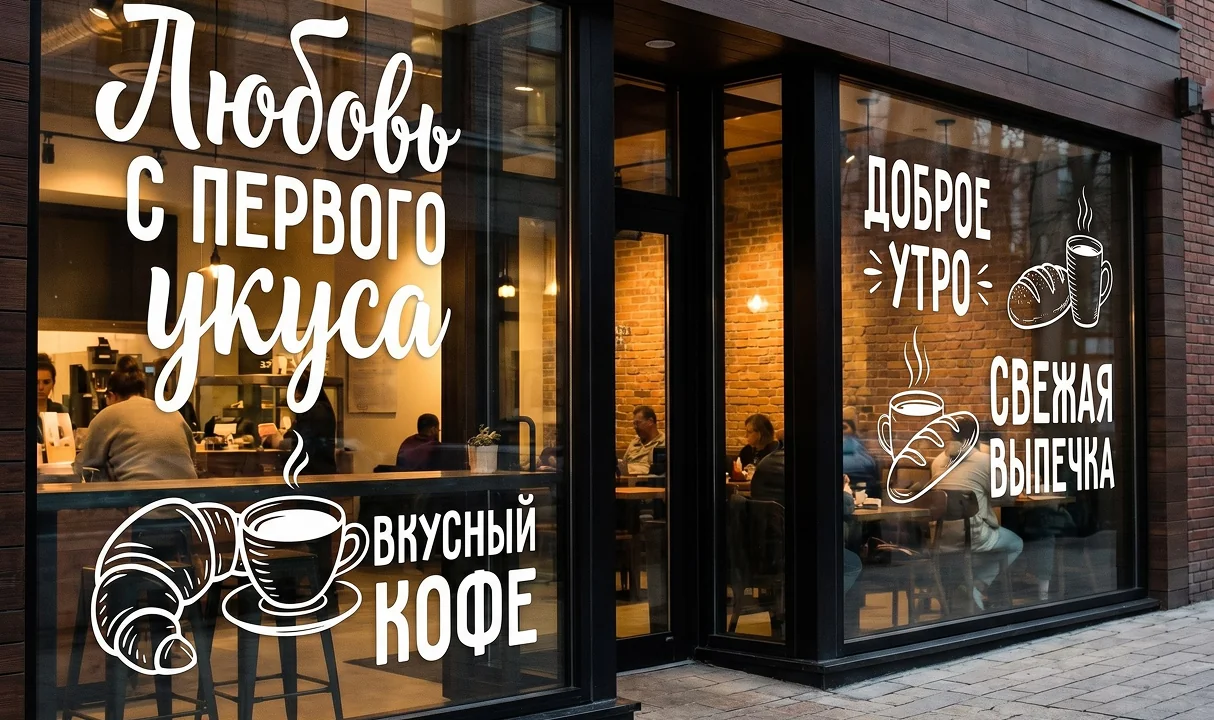 Логотип на стекло и дверь плёночной аппликацией